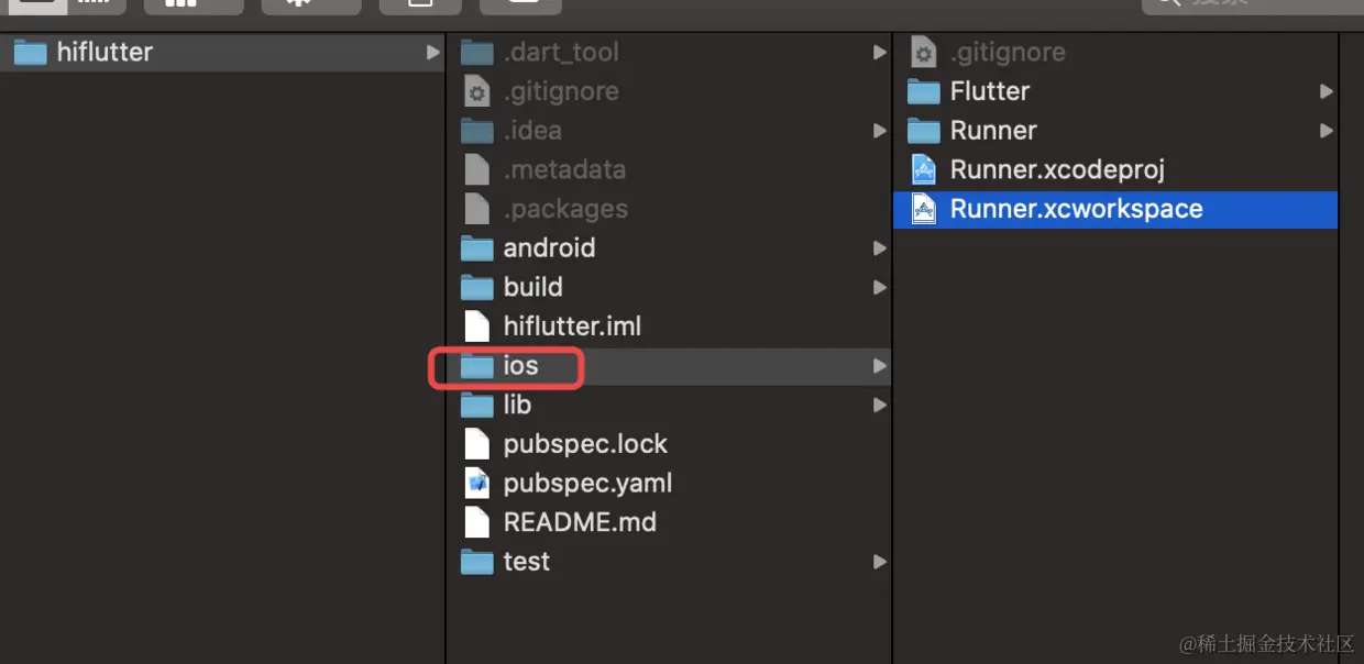 每个flutter工程都会有对应的android和ios项目