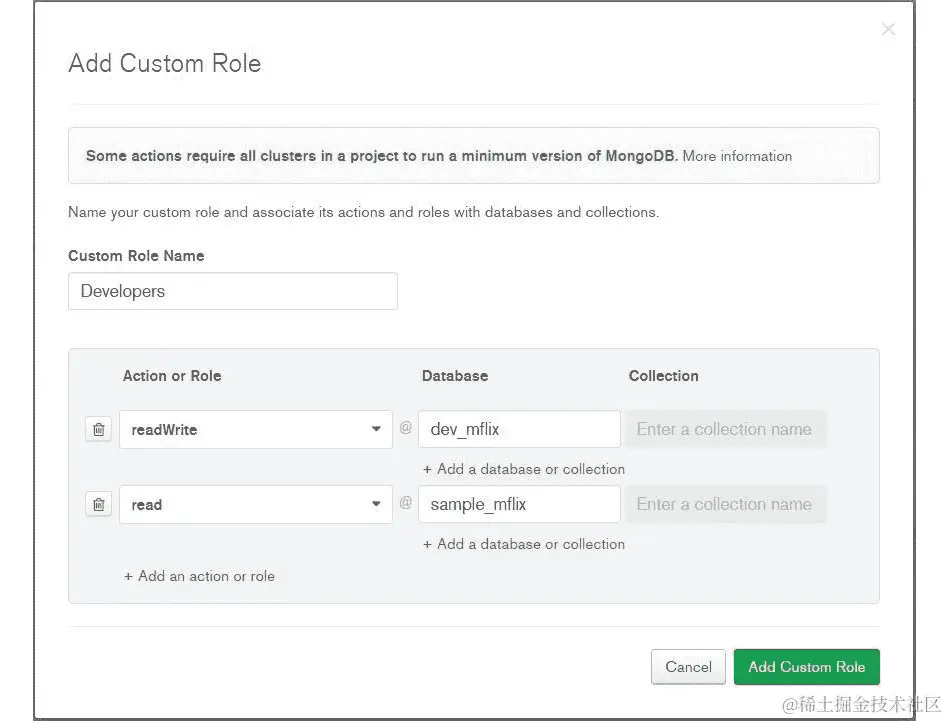 图 3.44：Add Custom Role 窗口