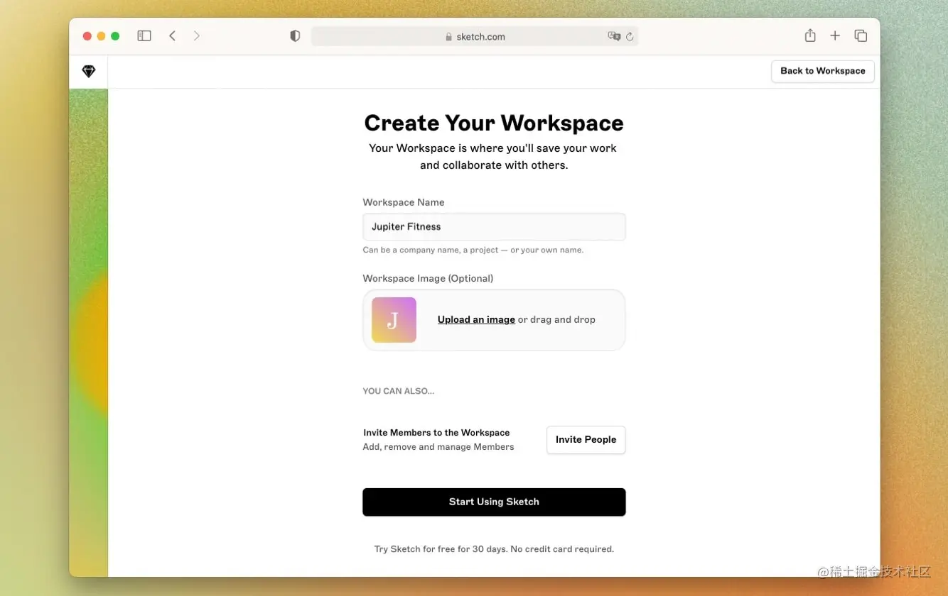 显示如何添加名称以及如何将图像上传到新创建的工作区的图像