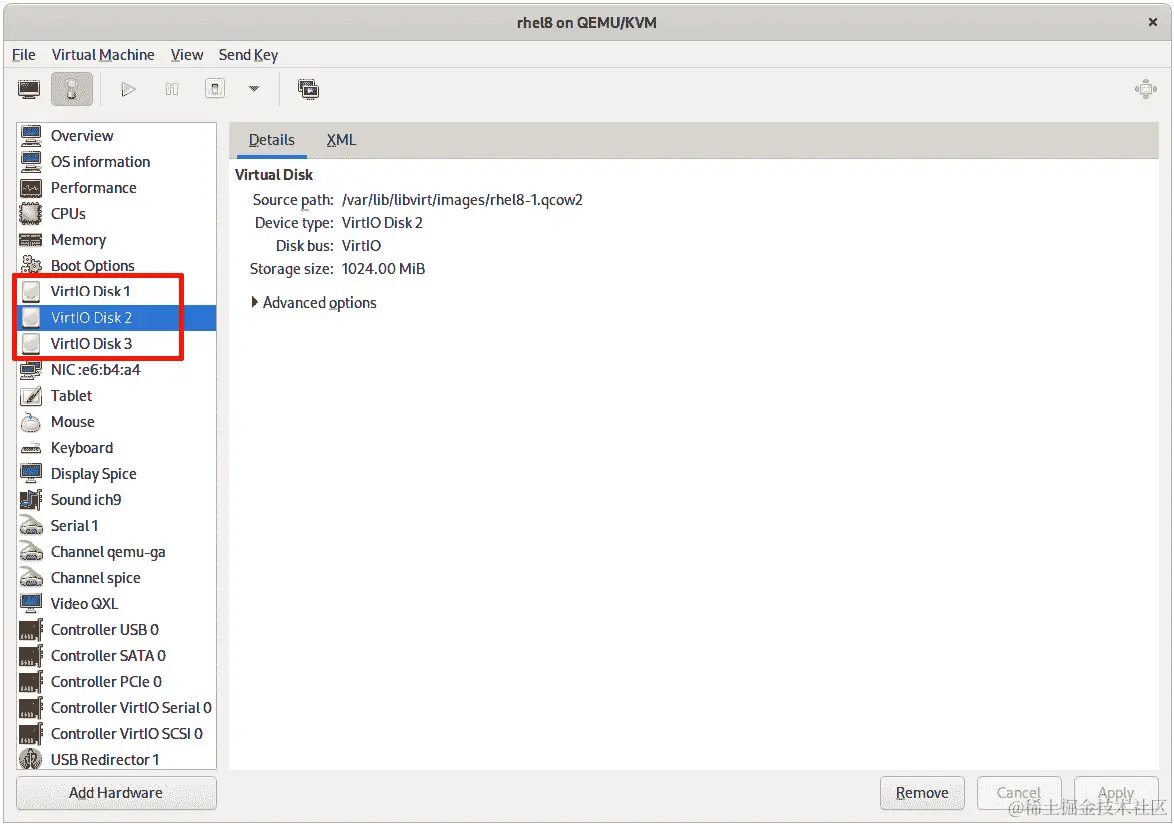 图 13.3-向虚拟机添加两个新磁盘，总共三个