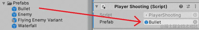 图 14.25 – 设置 Prefab 引用指向子弹