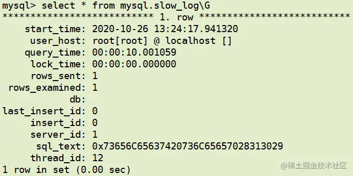 table方式查看MySQL慢日志