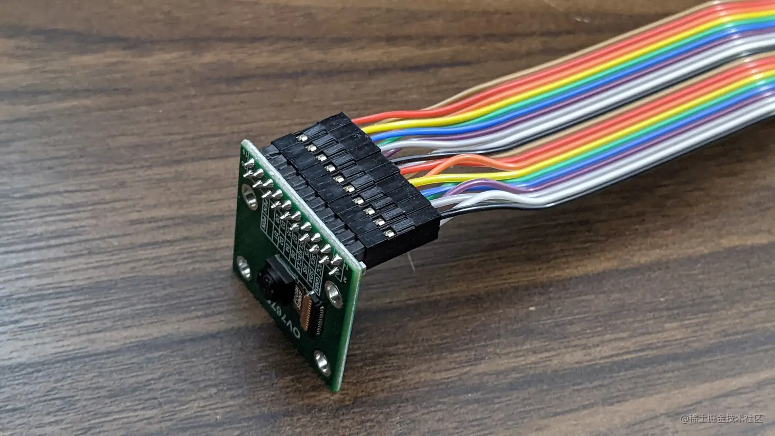 Image of a the set of jumper wires connected to the Arducam OV7675.