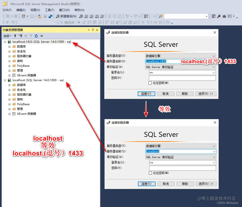 Sql server management studio ssms port localhost 1433
