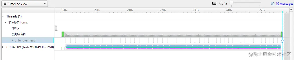 Screenshot shows GROMACS 2019 run on an Arm server system with NVIDIA Volta GPUs before zooming in.