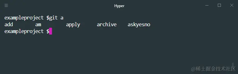 git auto complete example