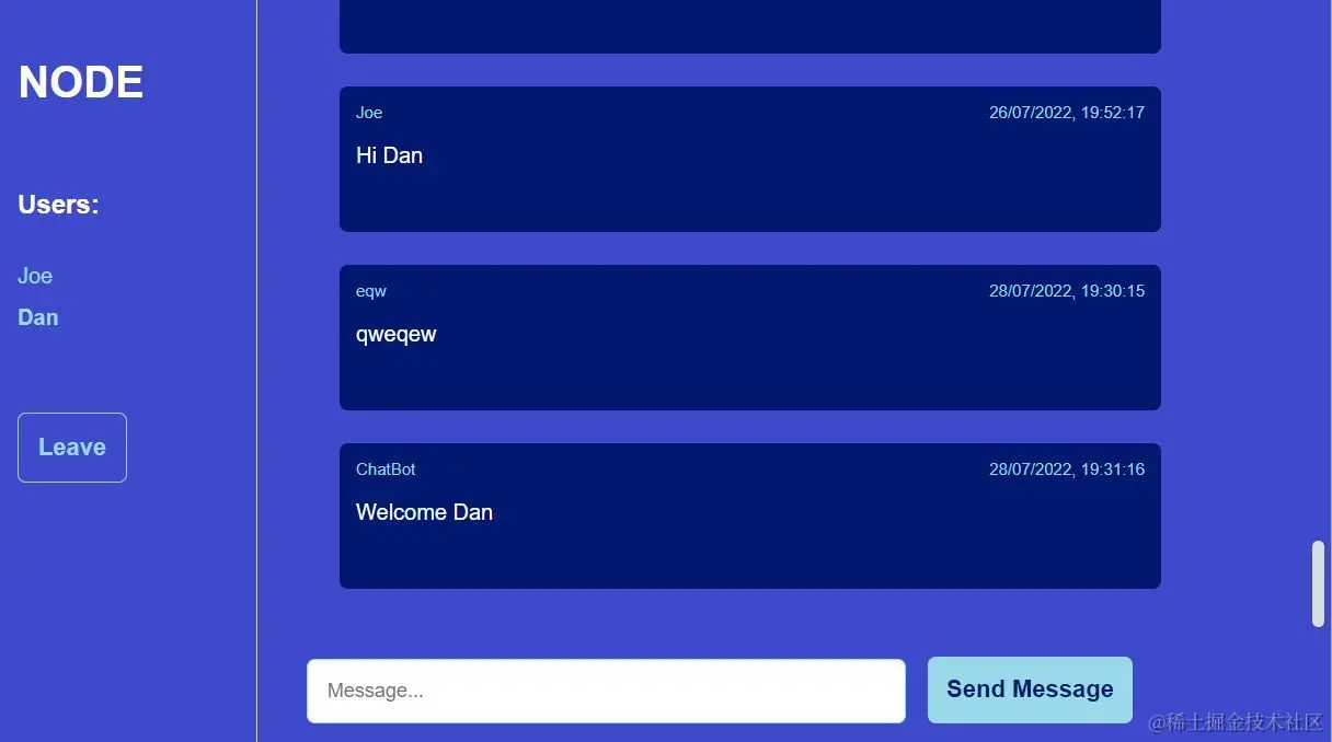 The finished chat page