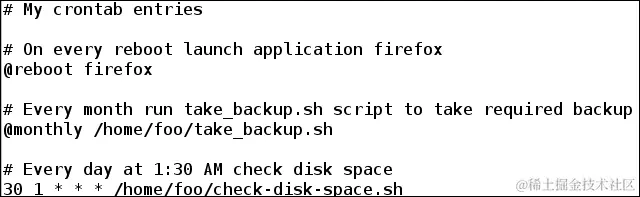 编辑 crontab 条目