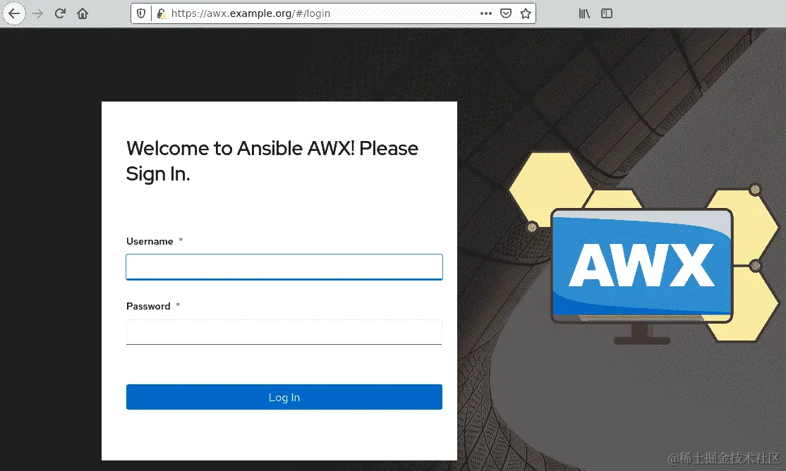 图 5.4-部署 AWX 后访问登录屏幕