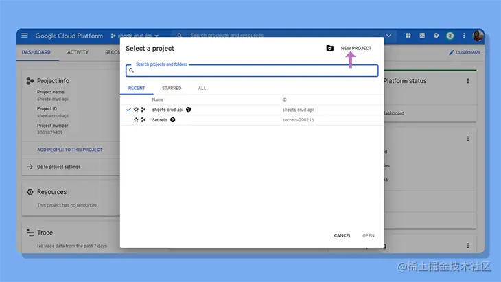Setting up a new project in Google Cloud Console