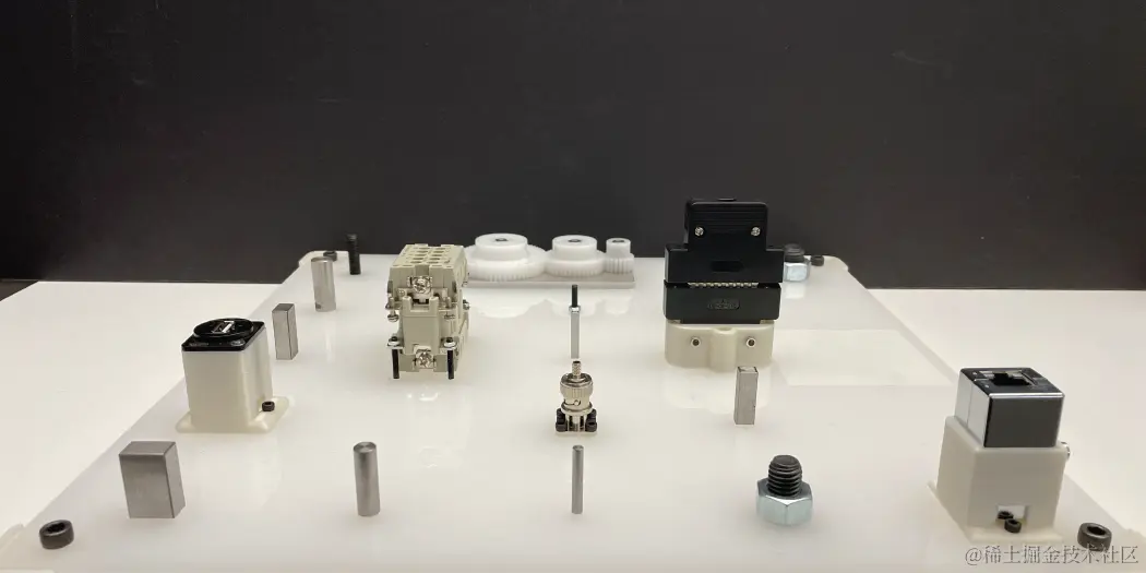 Image for assembly components such as nut-and-bolt, USB, and Wi-Fi connector .