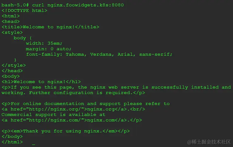 图 6.17 – 使用 external-dns 名称进行 Curl 测试