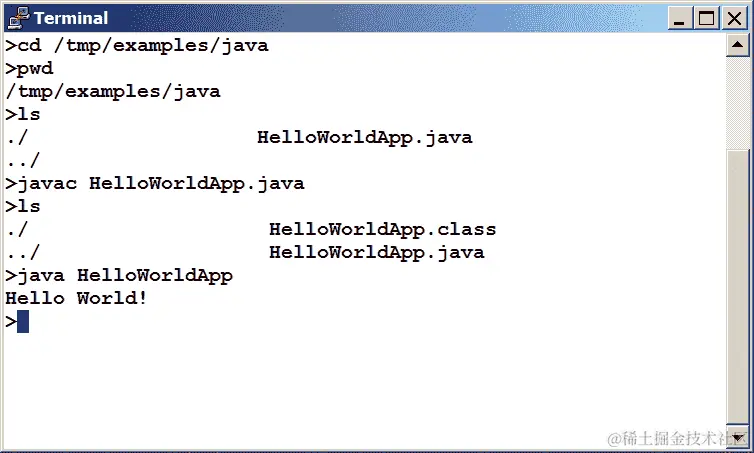 输出将 Hello World!打印到屏幕上。