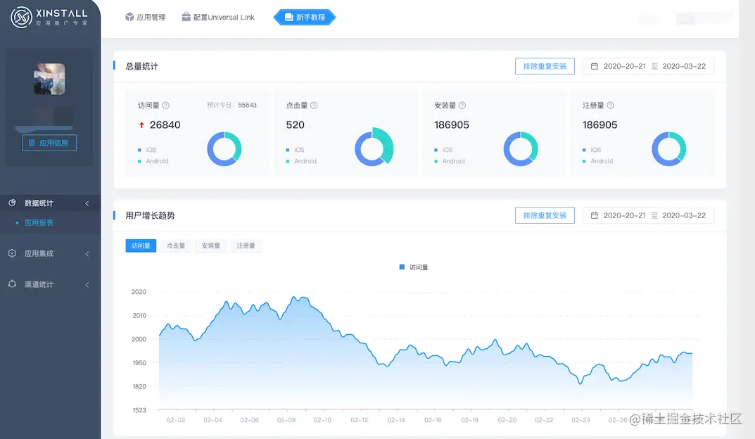 xinstall后台首页
