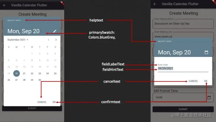 Flutter Calendar Properties