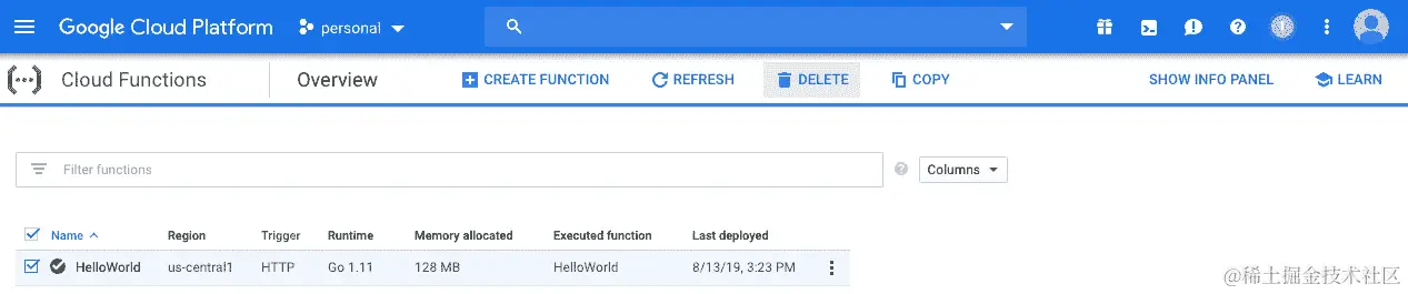 图 2.45：云函数-函数删除