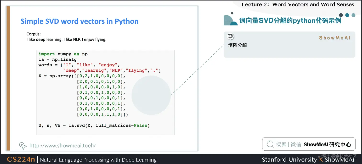 词向量SVD分解的python代码示例