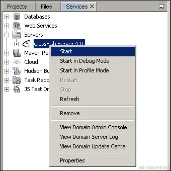 启动 GlassFish 4 服务器