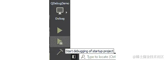 图 9.3 - Qt Creator 中的开始调试按钮