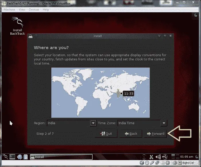 在 Oracle VM Virtual Box 上安装 BackTrack5 R2