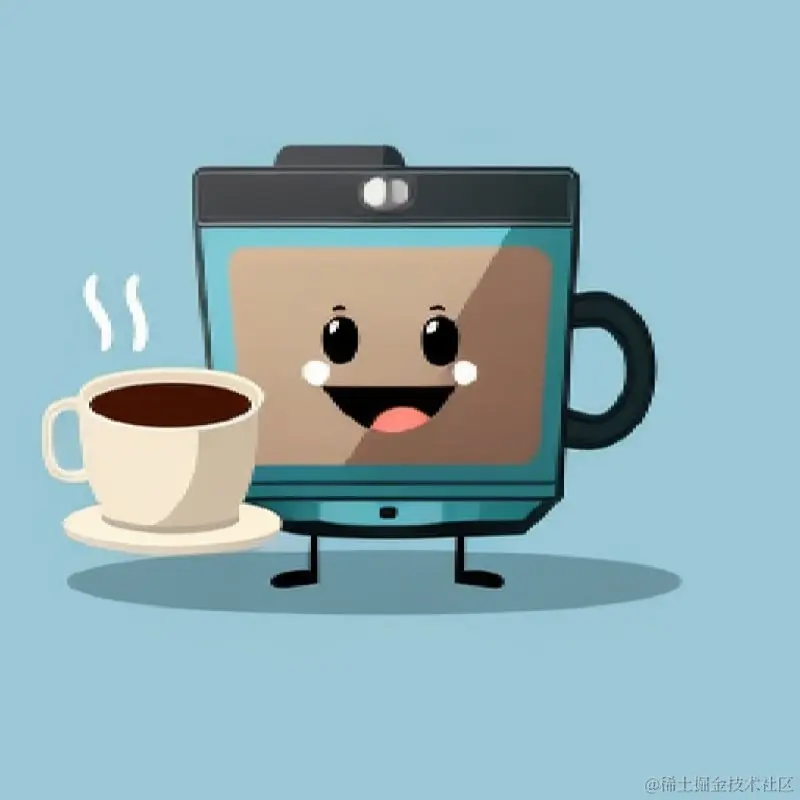a happy coffee pc holding with a coffee