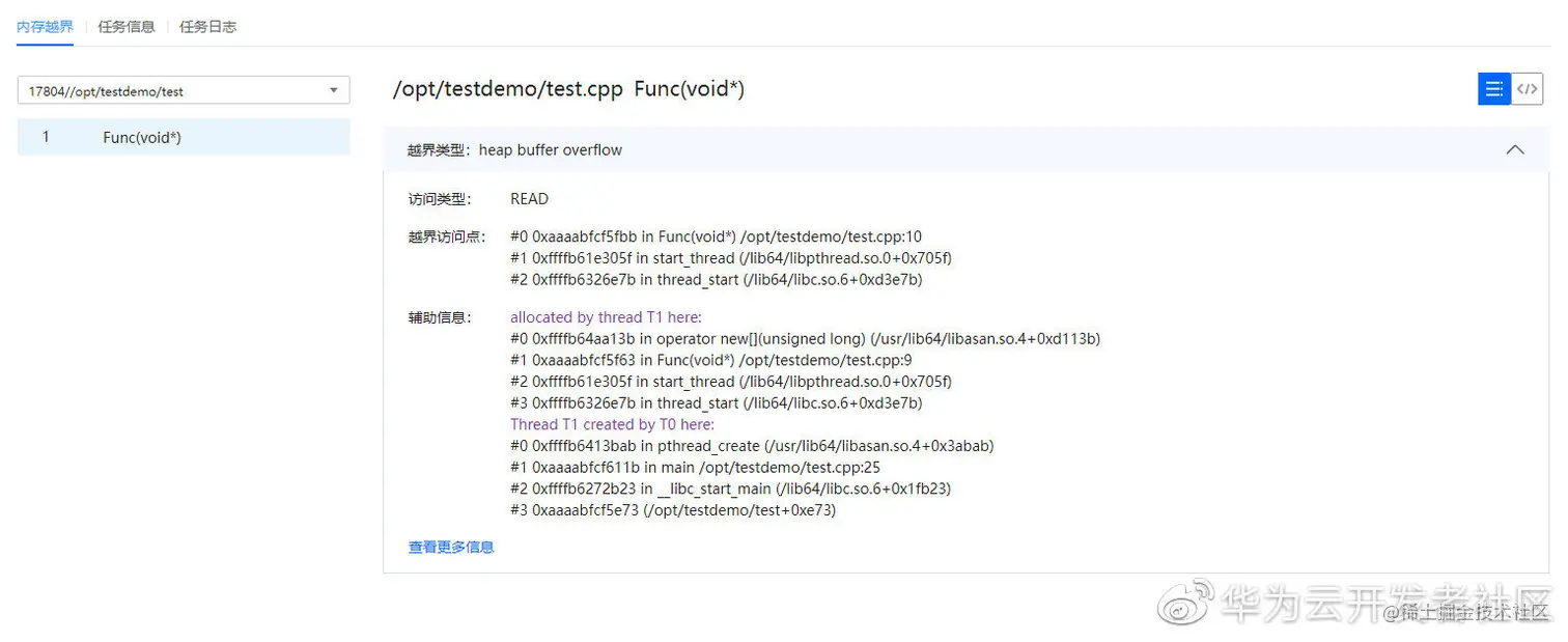Figure 6 内存访问越界信息