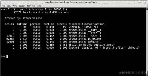 使用 cProfile 和 profile 进行性能分析