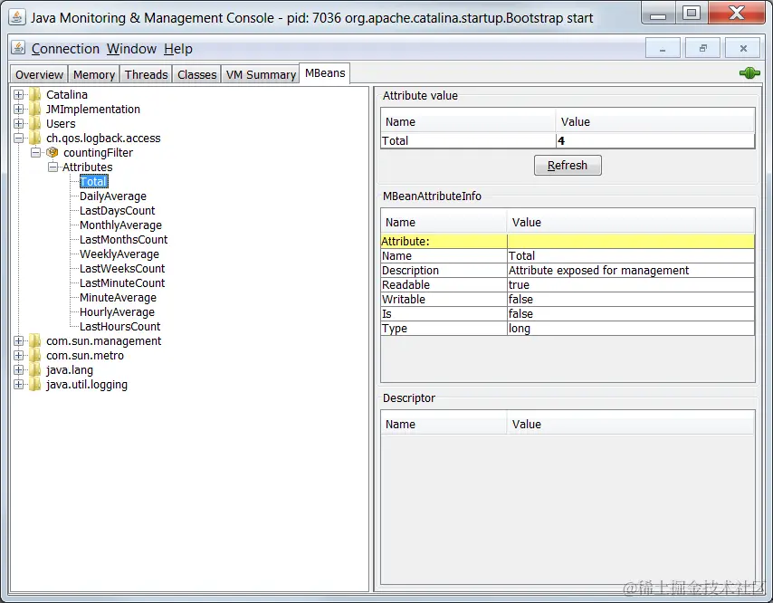 通过 jconsole 查看 CountingFilter
