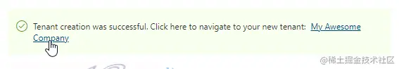tenant creation successful