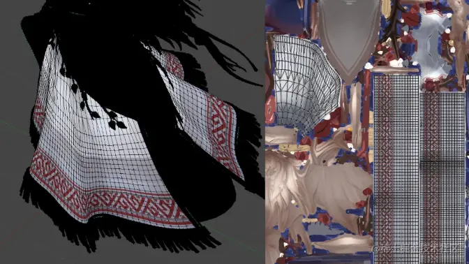 裙装和腰带上的印花是在Photoshop中绘制