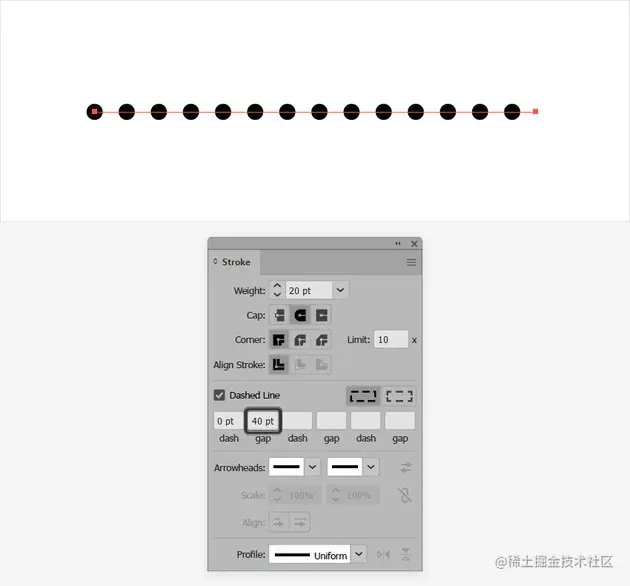 dotted line Illustrator 