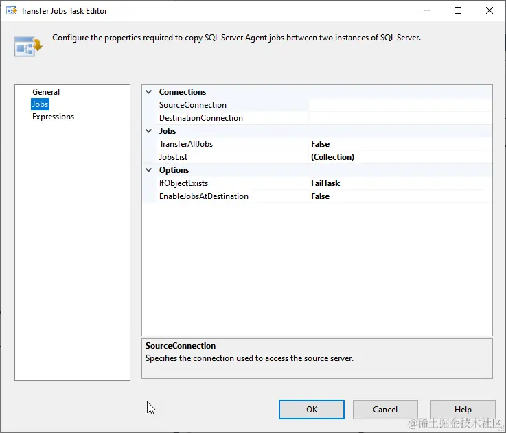 Transfer Jobs Task Editor