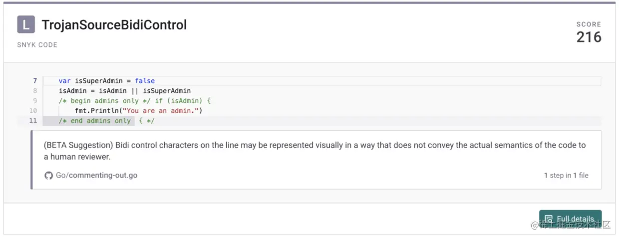 Snyk Code prevents Trojan Source vulnerabilities