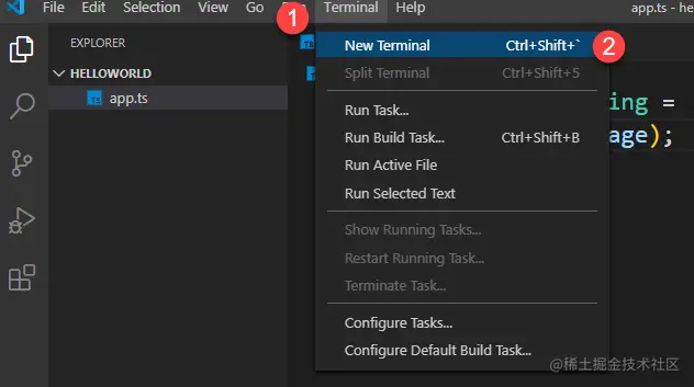 TypeScript-Hello-World-Launch-Terminal