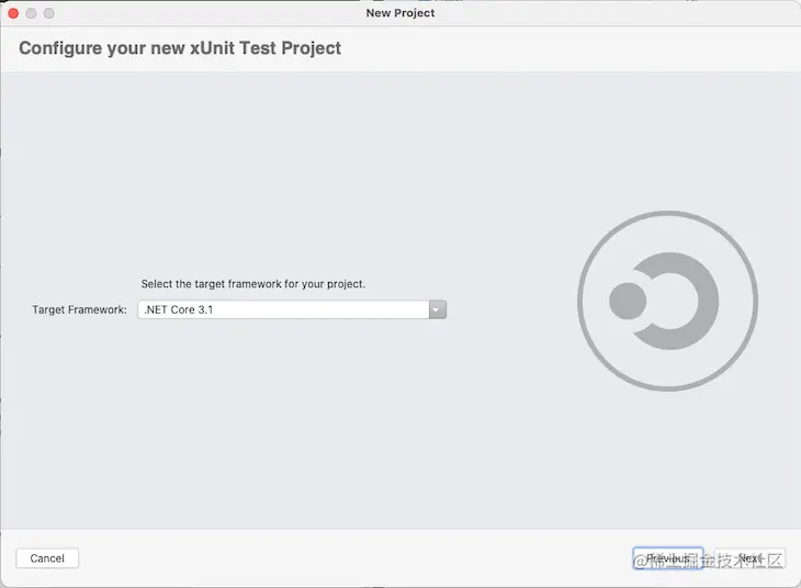 Configure new xUnit test project page