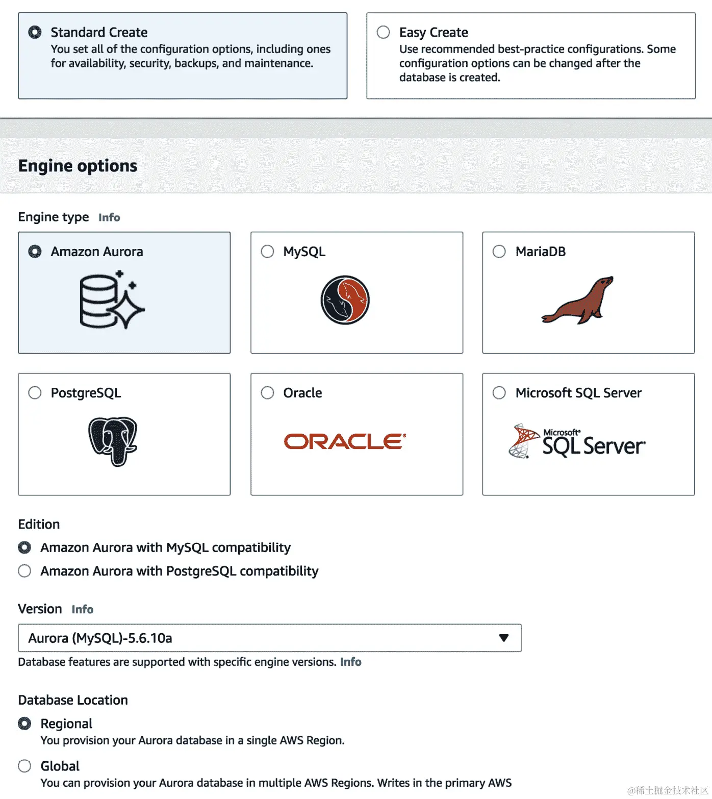 图 6.1 - 选择标准创建