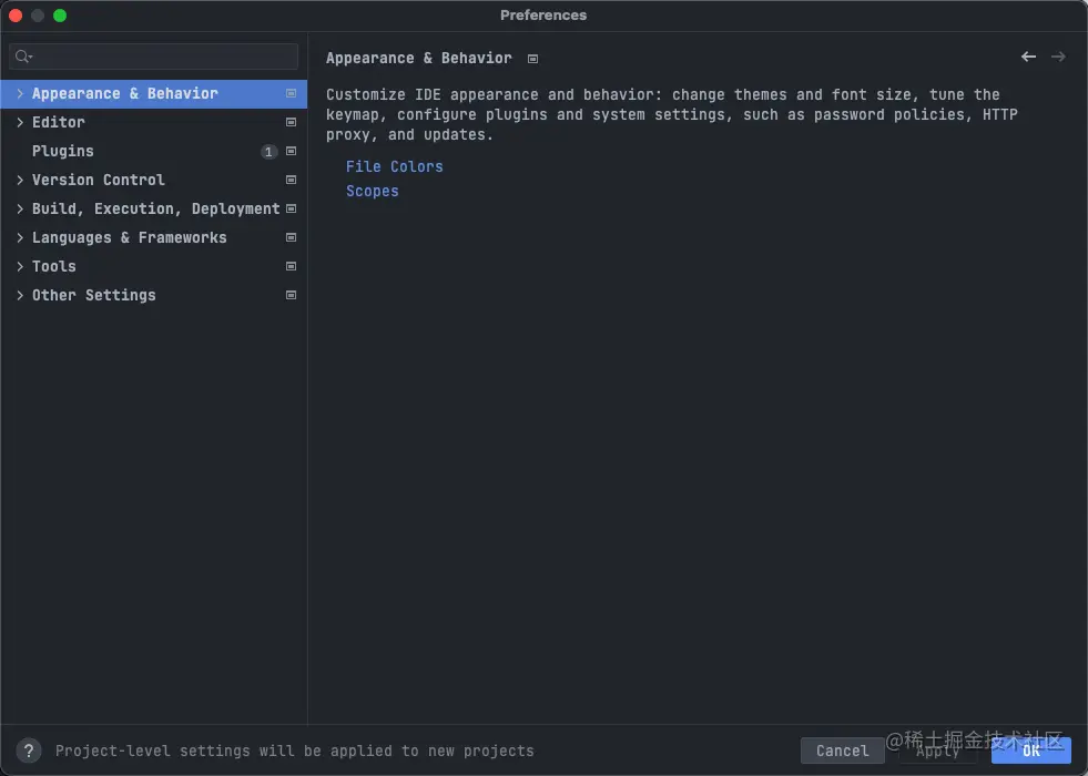 Preferences for New Projects...