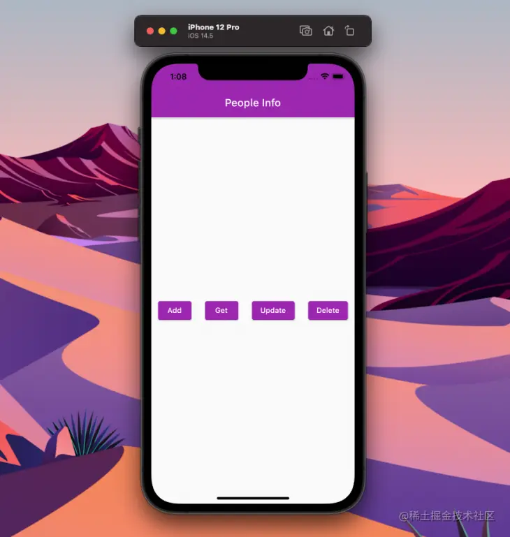 The basic UI we created to perform CRUD operations
