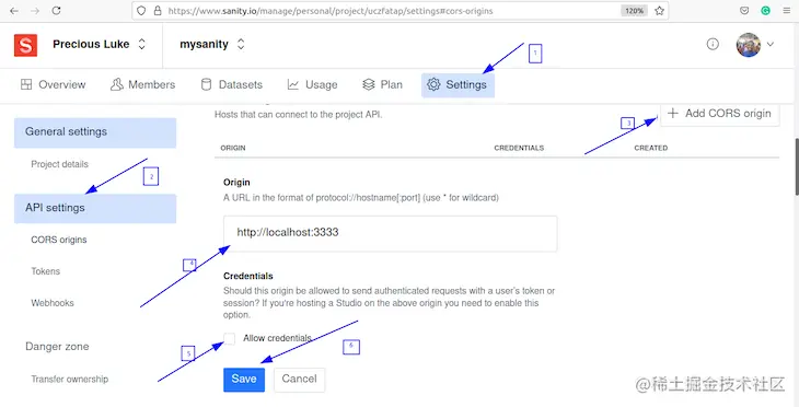Adding Request Origin In Sanity To Avoid CORS Issues
