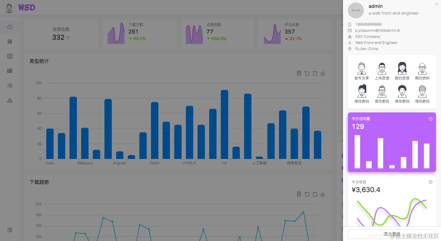 侧边信息页