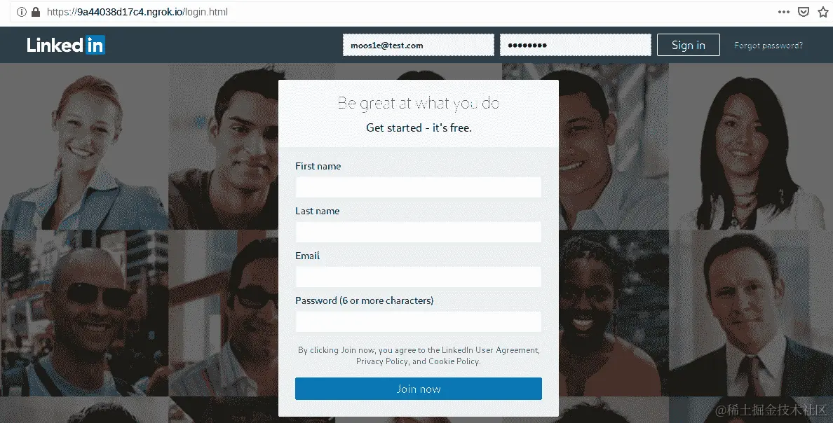 图 12.7 – 钓鱼 LinkedIn 网站