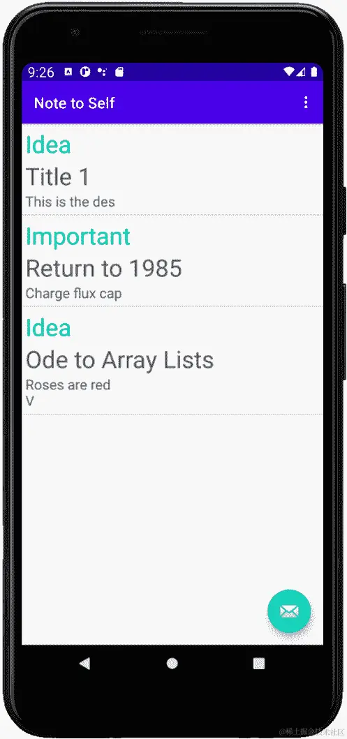 图 14.03 –主屏幕上的笔记
