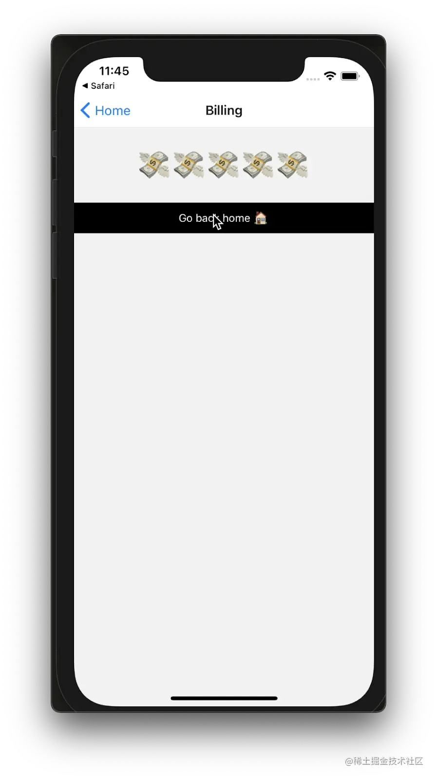 Screenshot of billing app in iOS with dollar sign emojis
