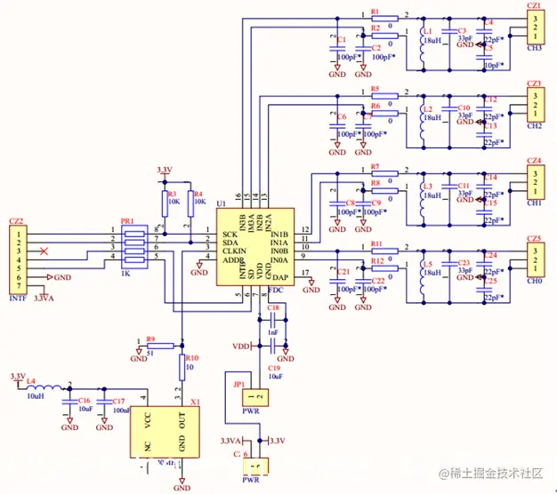 图4 FDC2214模块电路设计