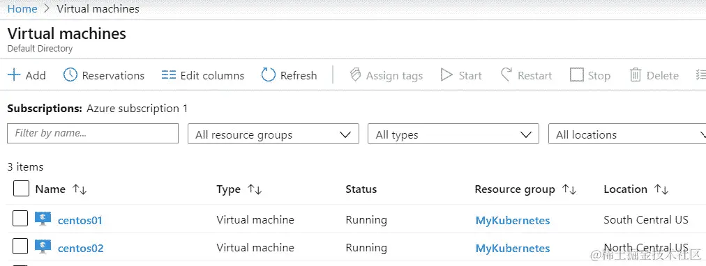 工作区中可用的虚拟机