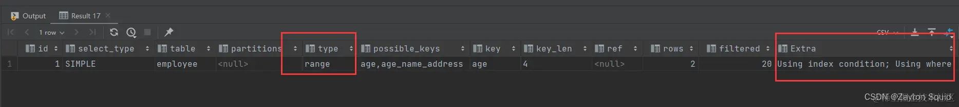 最左匹配原则SQL分析语句4