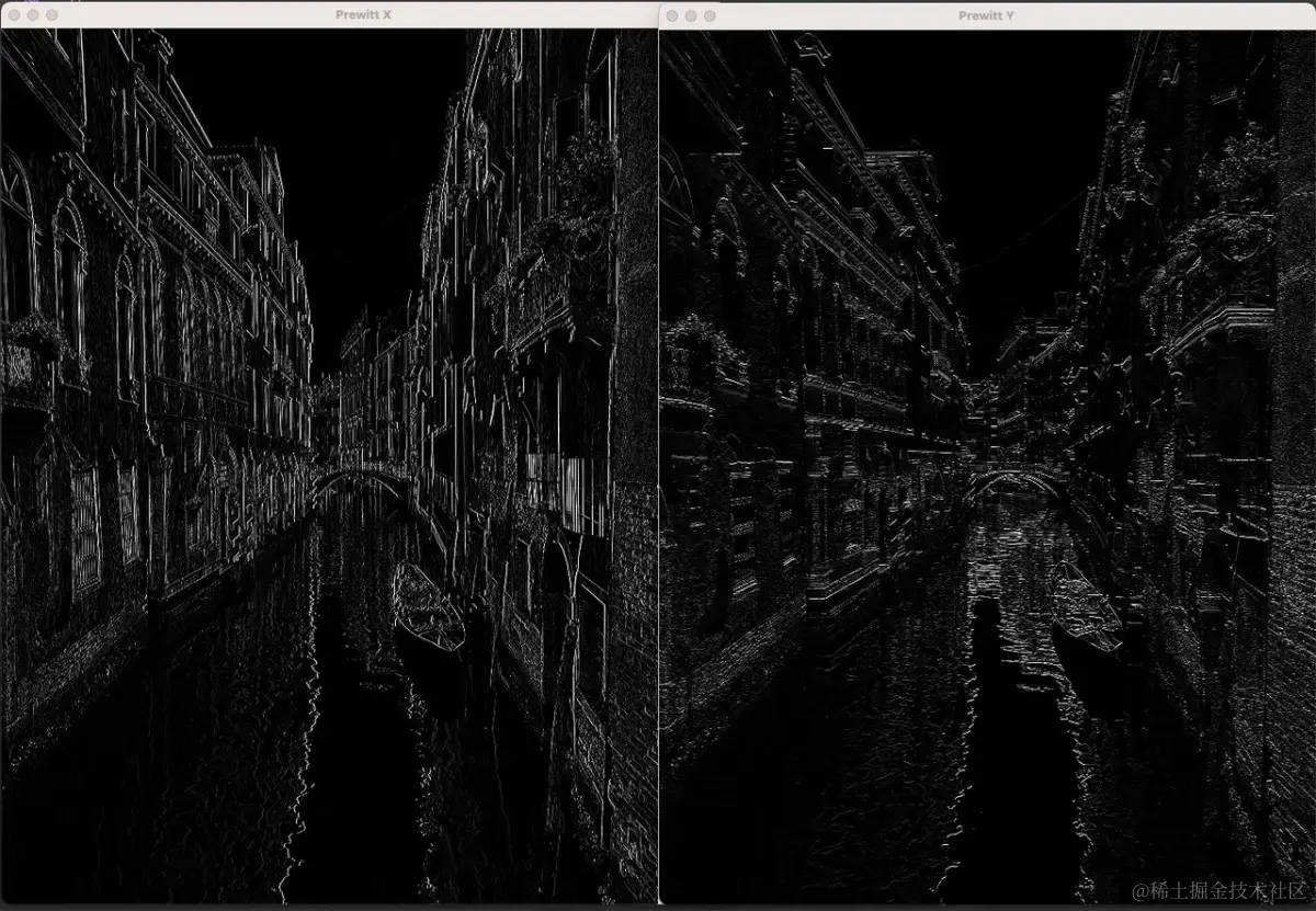 prewitt x 和 y方向