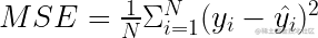 MSE = \frac{1}{N} \Sigma^N_{i=1} (y_i-\hat{y_i})^2 