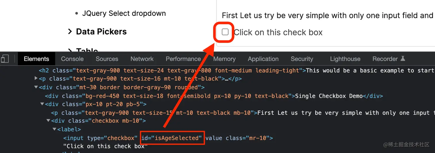 Locating Checkboxes using the ID attribute