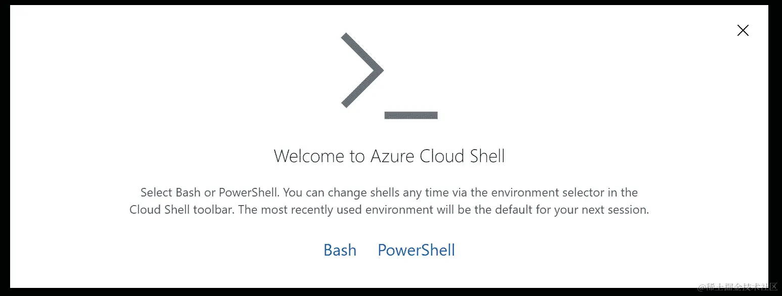 选择 Bash 选项作为 Cloud Shell。